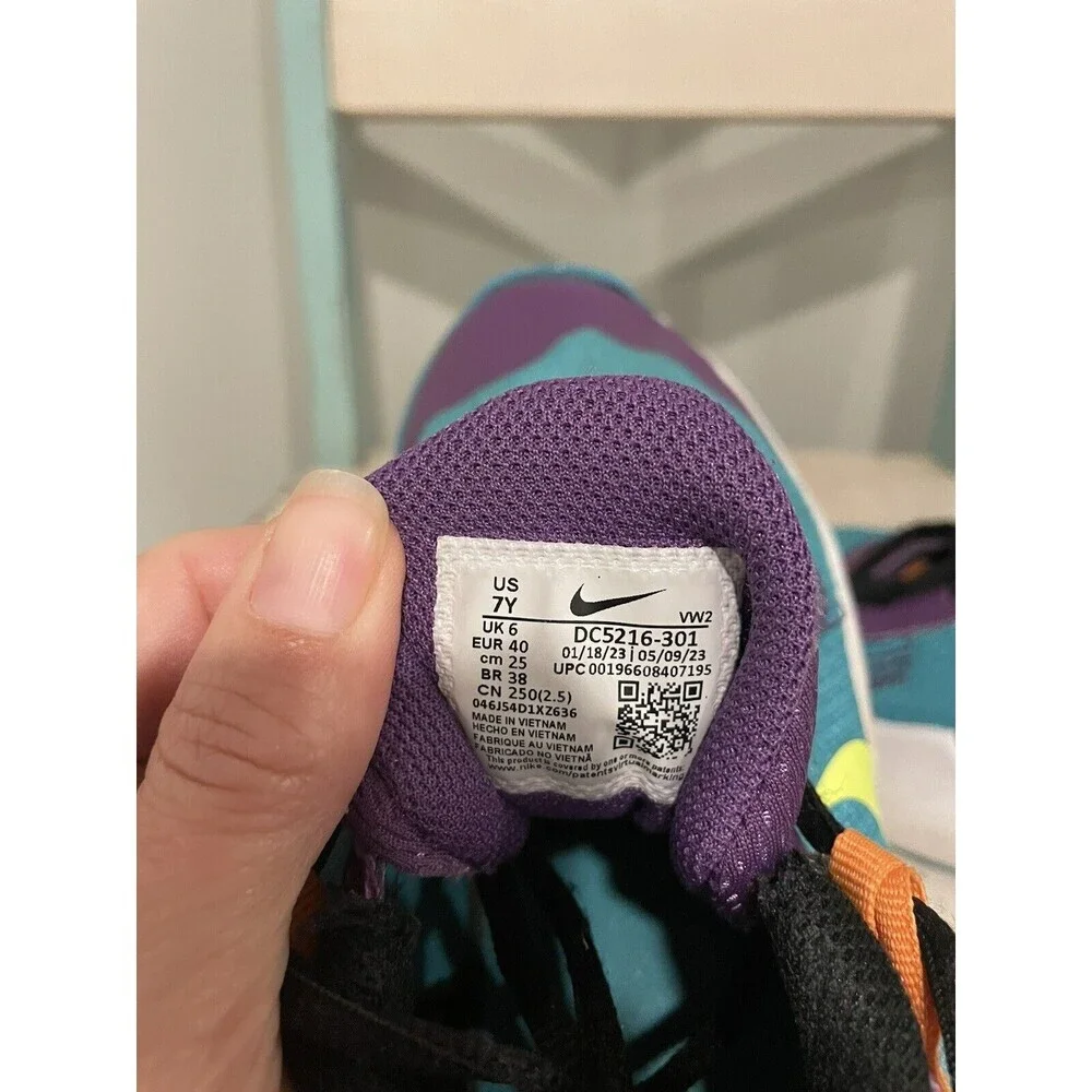 NIKE AIR ZOOM CROSSOVER BASKETBALL Big Kid Shoes Sz 7 Teal Volt Purple Sneaker